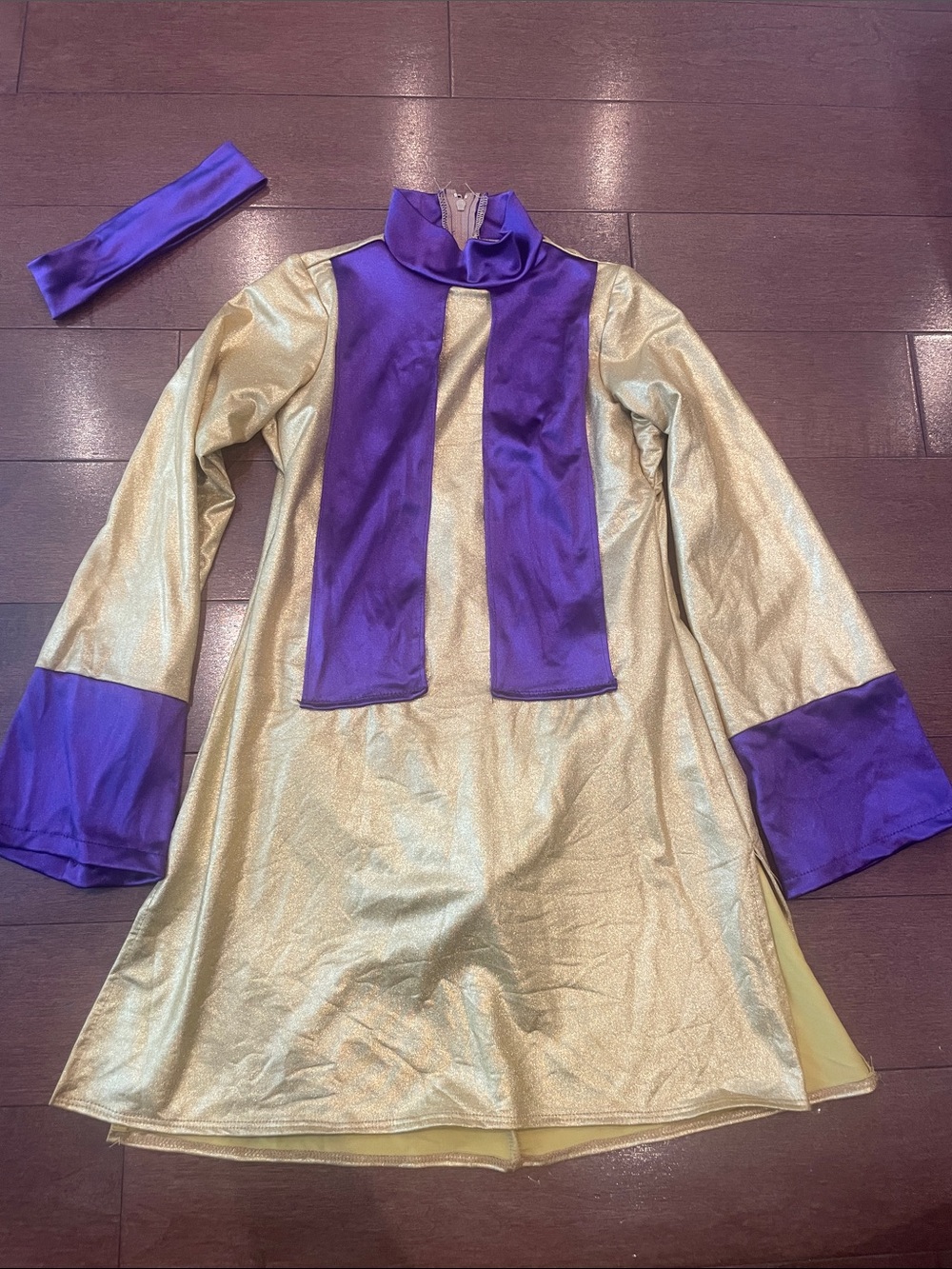 Gold and Purple Retro Tunic Costume Dress with Headband